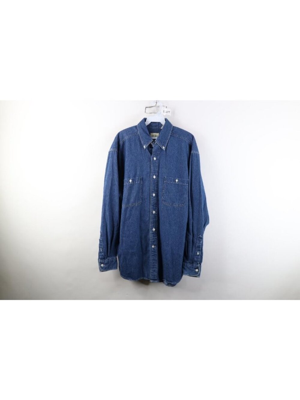 Vintage 90s Streetwear Mens Medium Faded Collared Denim Jean Button Down Shirt